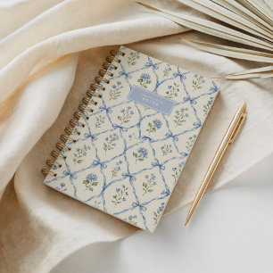 Carnet Bleu floral grandmillénaire Bow Chinoiserie