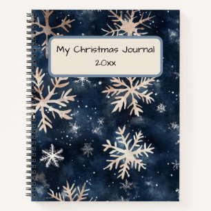 Carnet Bleu foncé simple avec flocons de neige