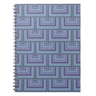 Carnet Bleu gris rayures carré motif
