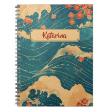 Bleu japonais Vague Cerisier Fleurs Motif classiqu