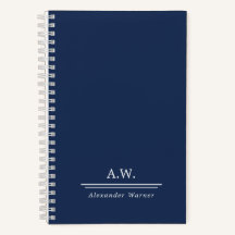 Bleu marine élégant monogramme & nom