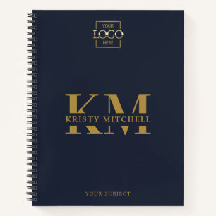 Carnet Bleu marine logo personnalisé de l'entreprise Mono