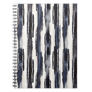 Carnet Bleu Marine Rayures Blanches