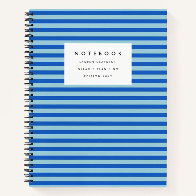 Carnet bleu moderne à rayures (Devant)