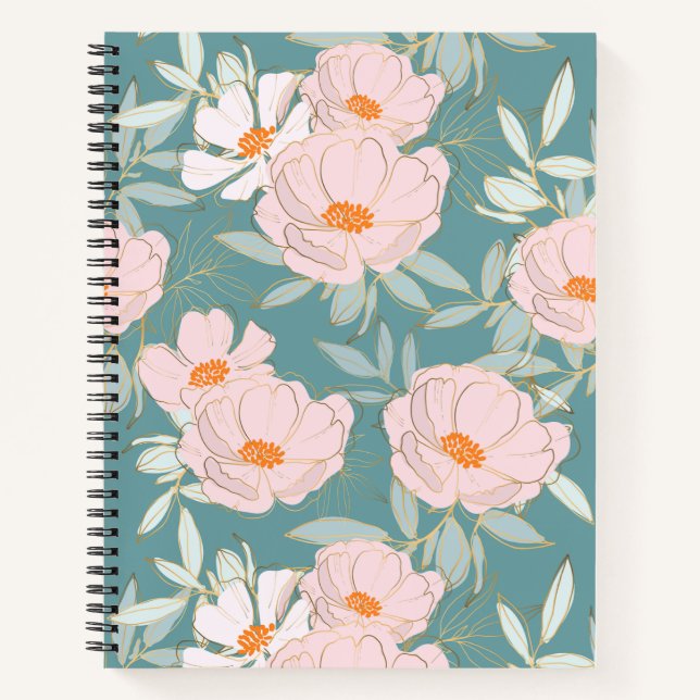 Carnet Bleu motif botanique joli et joli (Devant)