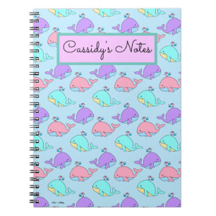 Carnet Bleu Motif de baleines de Kawaii