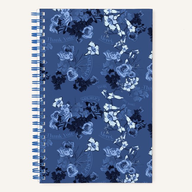 Carnet Bleu Motif Merci (Recto)
