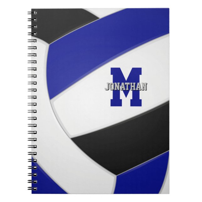 Carnet bleu noir équipe couleurs garçons filles volley-ba (Devant)