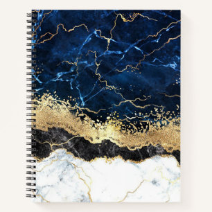Carnet Bleu noir Marbre blanc