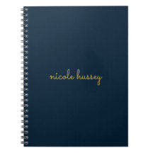 Bleu Nuit Or Script | Monogramme Moderne Élégant
