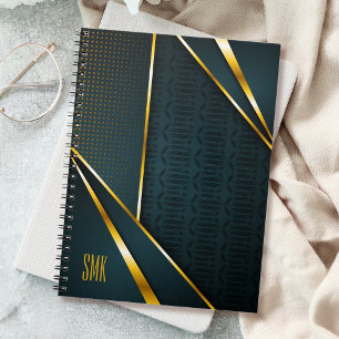 Carnet Bleu Or Luxe Moderne Minimaliste Abstrait