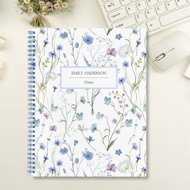 Carnet Bleu pourpre joli Fleur sauvage motif floral (In situ)