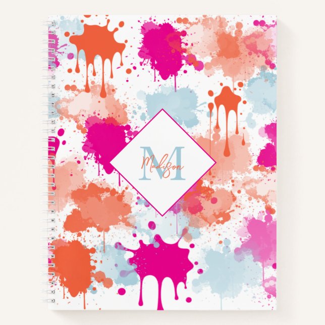 Carnet Bleu rose orange Abstrait Peinture (Devant)