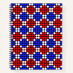 Carnet Bleu Rouge Blanc Moderne Diamants Pointillés sur F