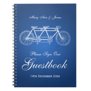 Carnet Bleu tandem de vélo de Guestbook de mariage