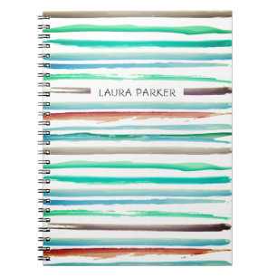 Carnet Bleu Turquoise rayé minimaliste Professionnel Fill