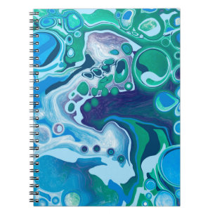Carnet Bleu vert Marbre numérique Fluide Art