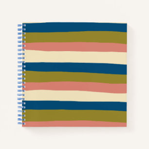Carnet Bleu, vert olive, rose et crème