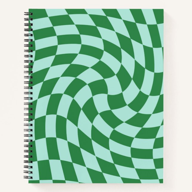 Carnet Bleu Vert Pastel Chèques Varés À damiers (Devant)
