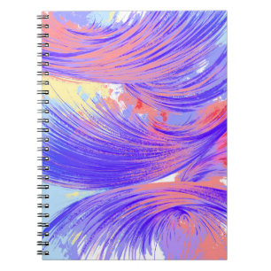 Carnet Bleu violet élégant Plumes Abstraites