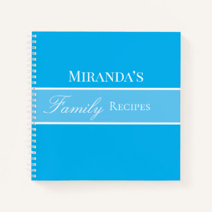 Carnet Bleu Votre Nom Famille Recettes Script Typographie
