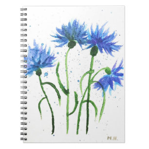 Carnet Bleus fleurs de bleuet aquarelle