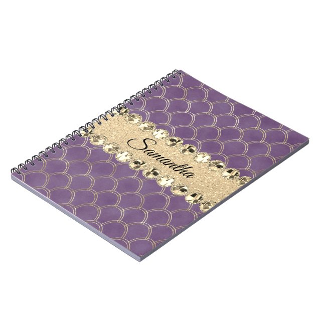 Carnet Bling Diamant à huile violet et or (Côté gauche)