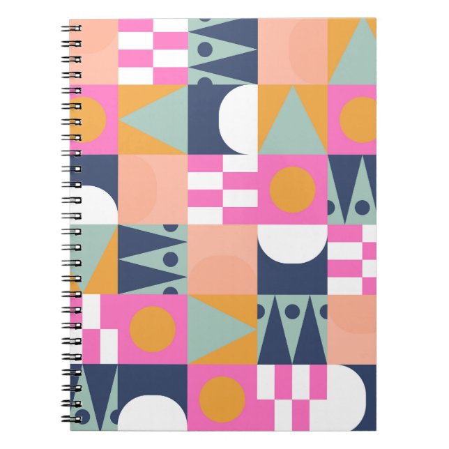 Carnet Bloc de couleur africain, motif géométrique. (Devant)