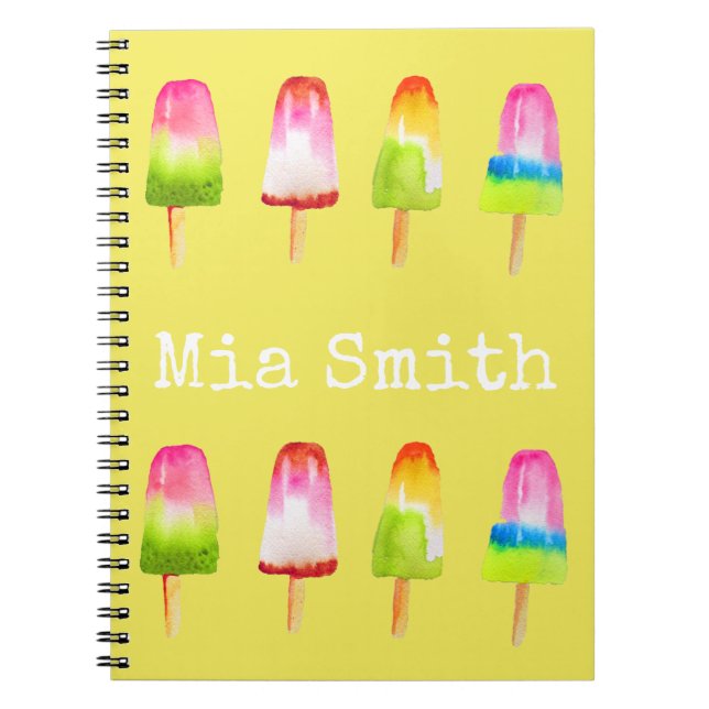 Carnet Bloc de glace Popsicle Eté aquarelle mignonne (Devant)