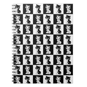 Carnet Bloc de monogramme noir blanc pour chat