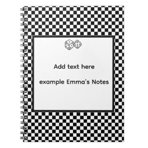 Carnet Bloc-notes à damier noir et blanc Pers modifiabl
