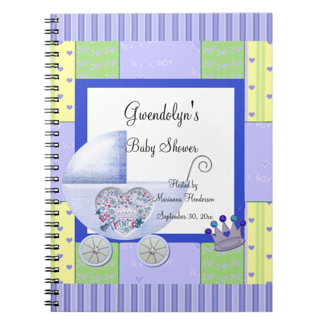 Carnet Bloc-notes Blue Prince Baby shower Spiral (Devant)