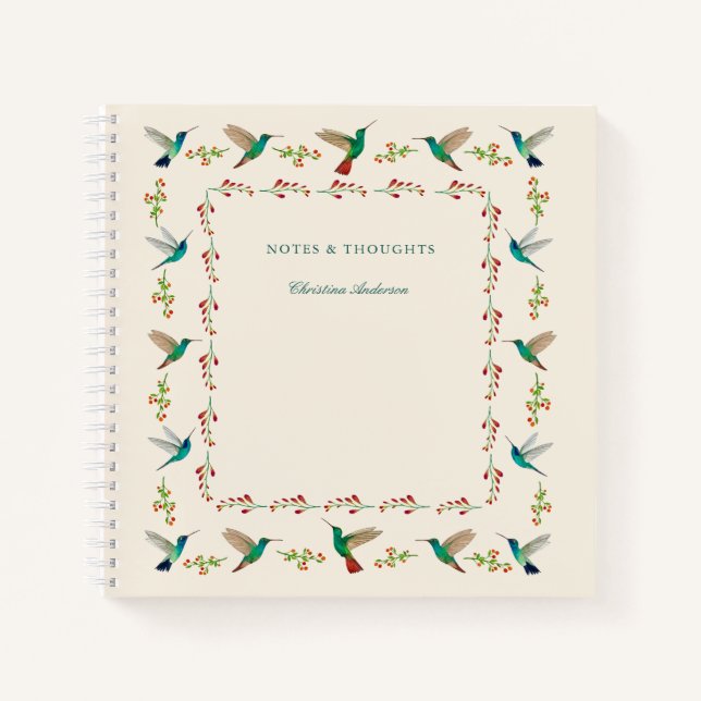 Carnet Bloc-notes de bordure de colibri personnalisé (Devant)