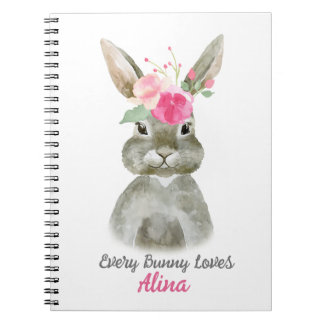 Carnet Bloc-notes de lapin à fleurs