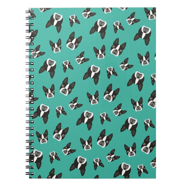Carnet Bloc - notes de motif de Boston Terrier - Teal (Devant)