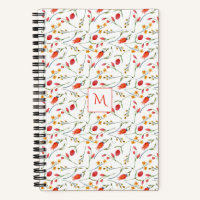 Bloc-notes magnétique corail et jaune Floral