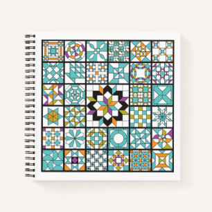 Carnet Bloc-notes Turquoise moderne Sampler Quilt