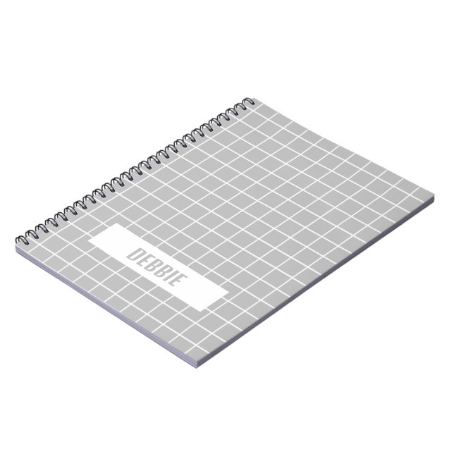 Carnet Blocs de carreaux gris et blanc personnalisés (Côté gauche)