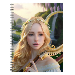 Carnet Blonde belle Muse Jouer une harpe
