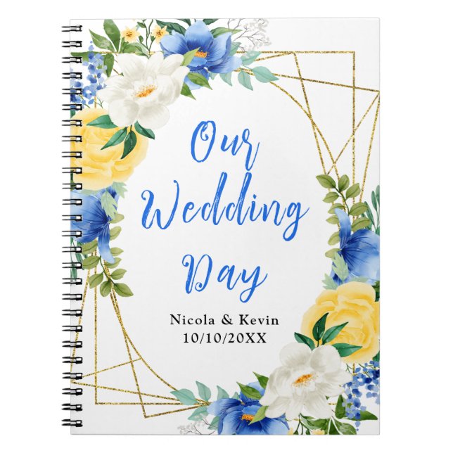 Carnet Blue and Yellow Floral Wedding Planner (Devant)