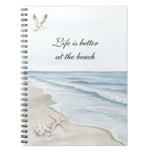 Carnet Blue Beach Ocean Starfish Oiseaux marins