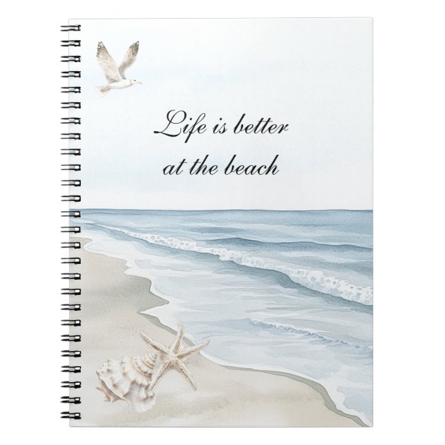 Carnet Blue Beach Ocean Starfish Oiseaux marins (Devant)