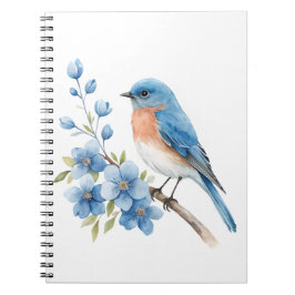 Carnet Blue bird with blue flowers