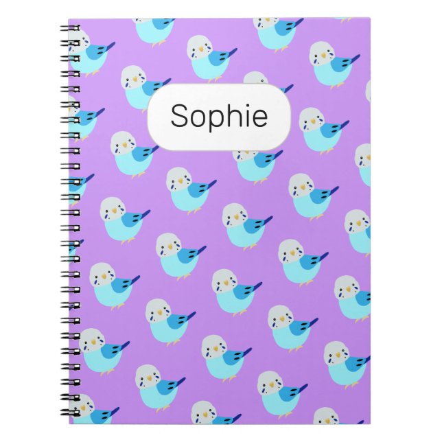 Carnet Blue Budgie Cute Parakeet Lover don Nom personnali (Devant)