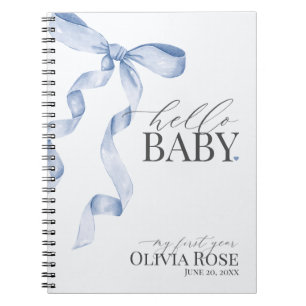 Carnet Blue Coquette Bow Girl Baby Gift Ma première année