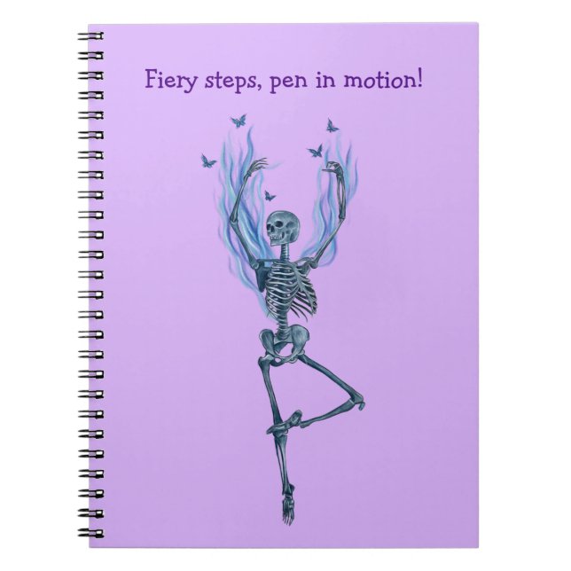 Carnet Blue Fire Flames Ballerina Dancing Skeleton Purple (Devant)