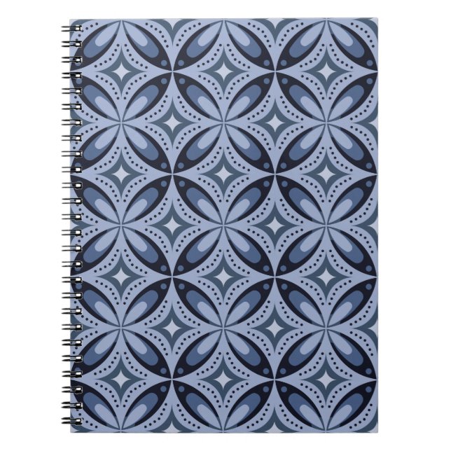 Carnet Blue Geometric Pattern Retro Style (Devant)