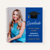Blue Graduate Photo Autograph Graduation Invité