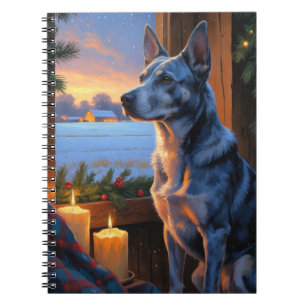 Carnet Blue Heeler avec lumières de Noël Vacances