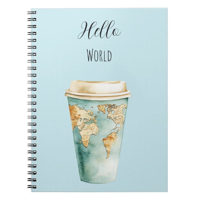 Carnet Blue Hello World Coffee Cup (Devant)